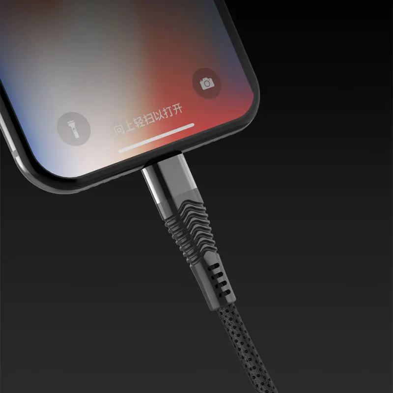 MOXOM Micro USB Cable 2.4A Black Charger Phone Cable Nylon Braided Mobile Cables - ANKUX.COM