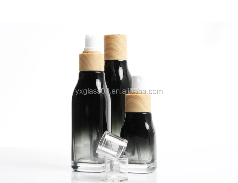 Luxury Cosmetic glass bottle set New style square skin care glass packaging container manufacture cosmetic glass packaging factory