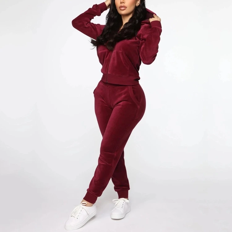 Long Sleeve Velvet Hoodie Pants Jogger
