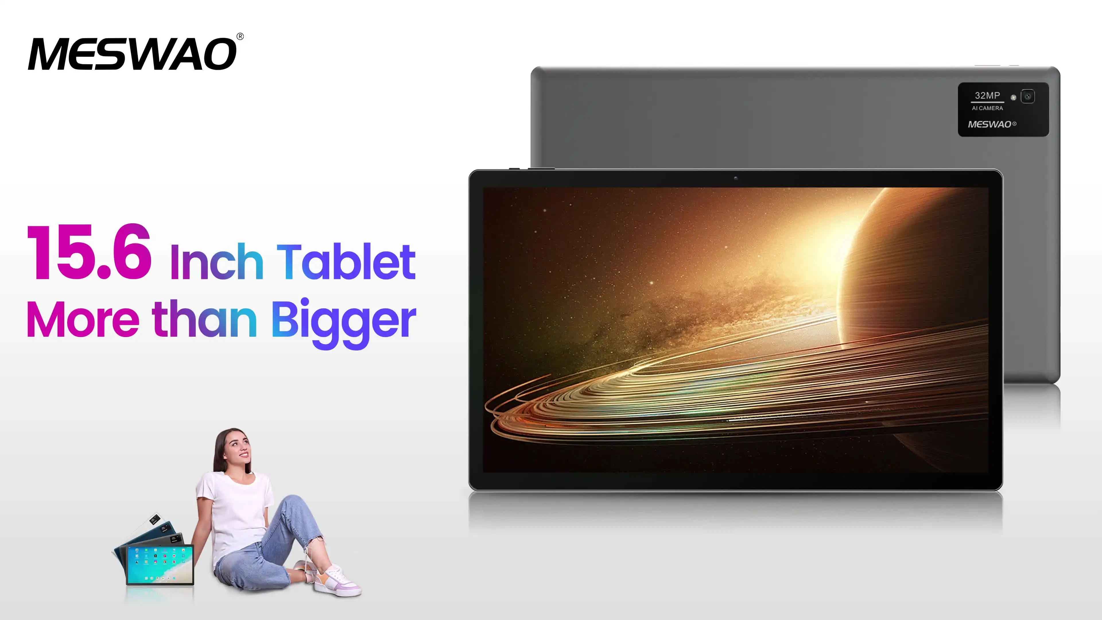 MESWAO 15.6 Inch Android 14 Tablet PC, 1080 IPS HD Display, 8-Core
