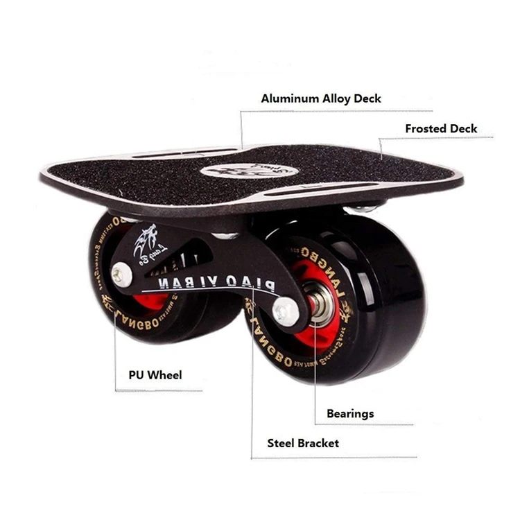 Green Portable Roller Road Drift Skates Plate Anti-slip Board Aluminum Truck With PU Wheels With ABEC-7 608 Bearings zhongpengcheng 20150423019lv 