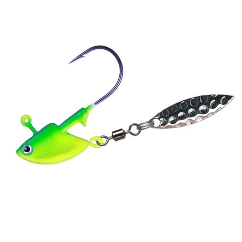Lifelike Lead Head Hook With Metal Spoon Sequins Jig Head  Hook  Soft Worm  Fishing Hook