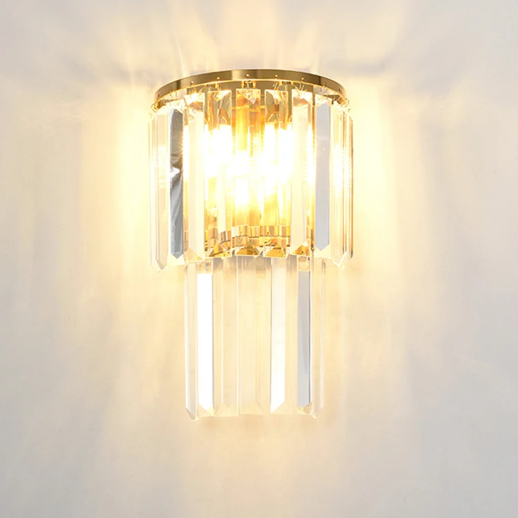 High quality factory gold crystal round square LED wall lamp