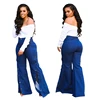 Wholesale hot selling sexy fashion sexy lady jeans Split wide leg high waist denim flared women pants