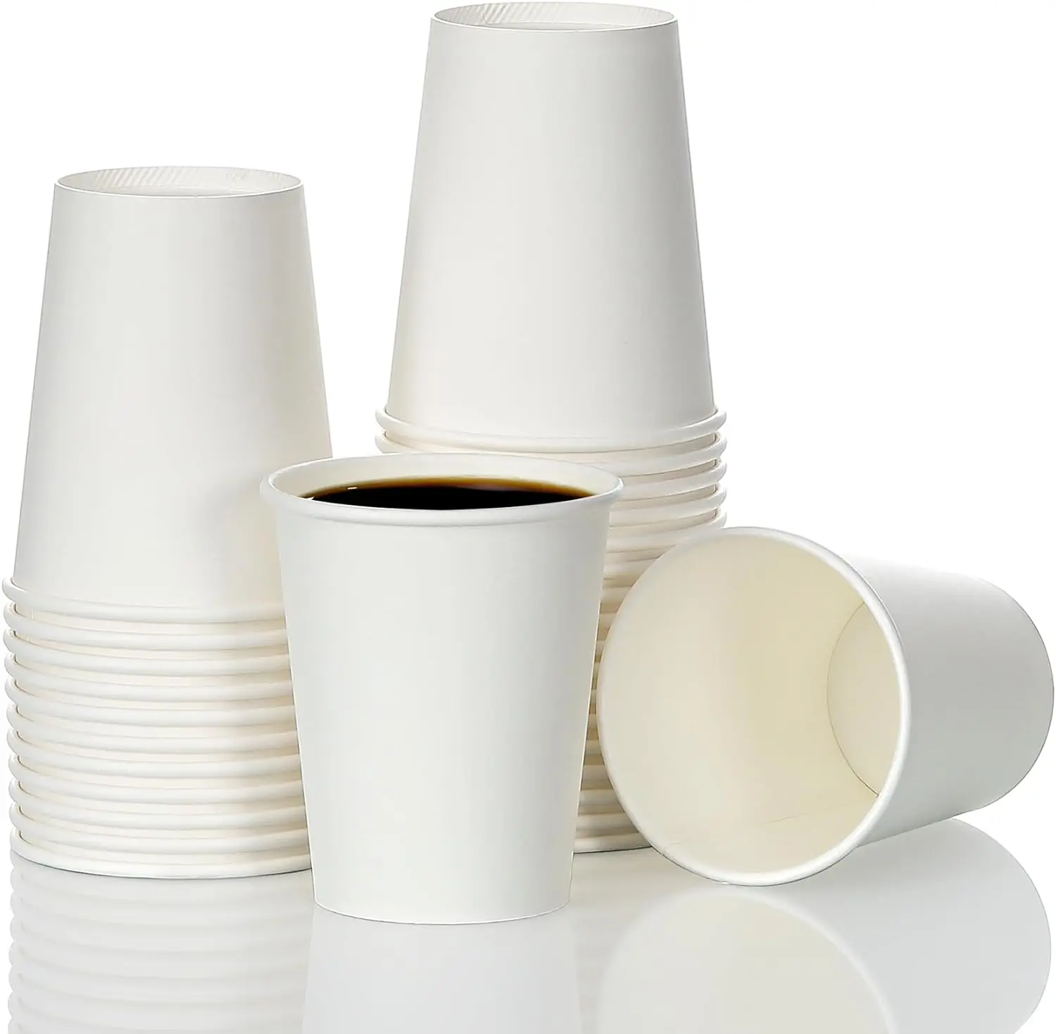 8 oz Paper Cups, Coffee Cups, White Paper Hot/Cold Disposable Beverage ...