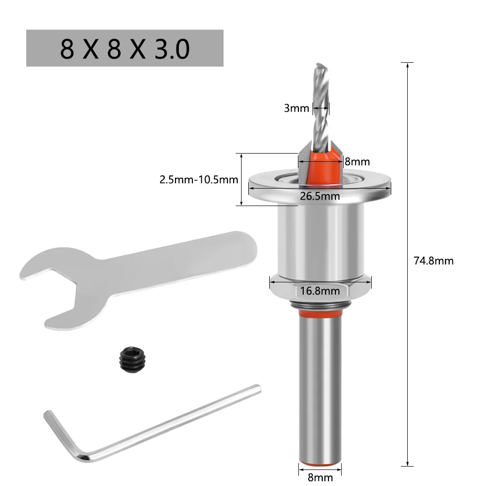 Pms Wood Countersink Drill Bit Countersink Depth Stop Screw Woodworking ...