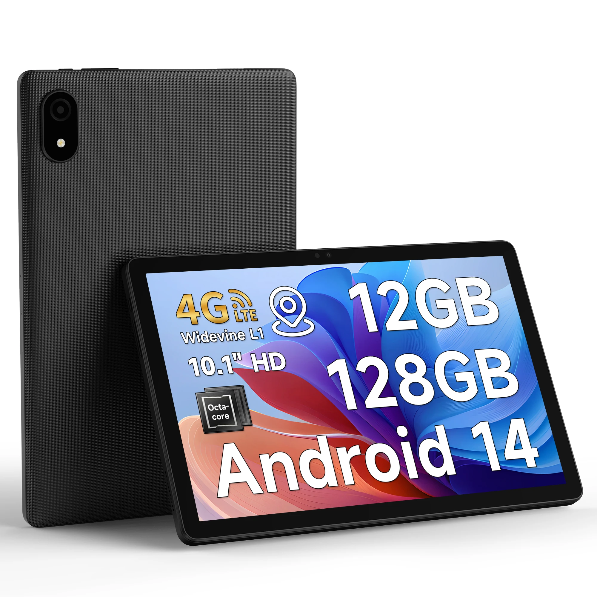 G-Tab T14 industrial Android tablet without camera, front and side view showing sealed bezel and no lens cutouts