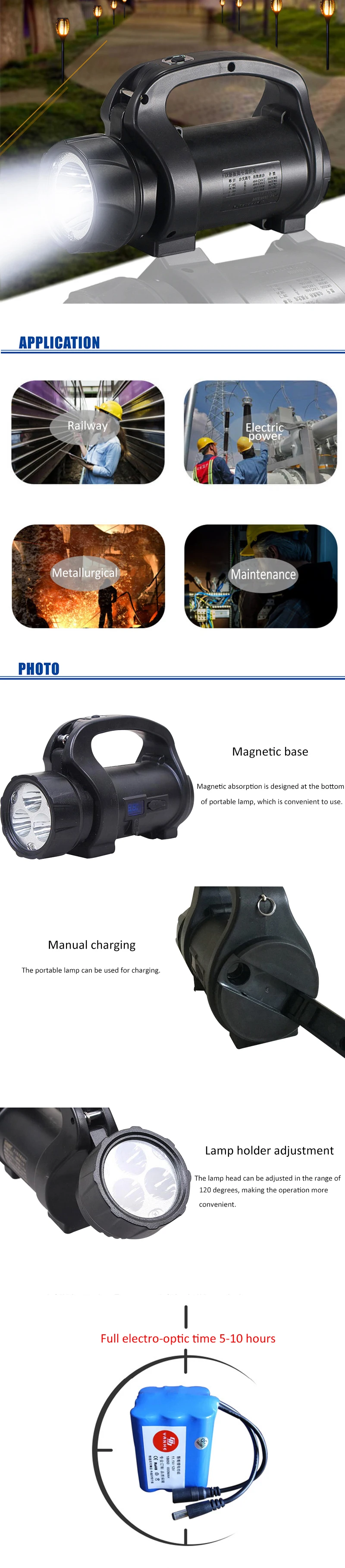 LED Explosion proof handheld searchlight rechargeable portable waterproof searchlight