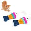 2019 New Cute Pet Cat Interactive Play Ball Toys Candy Color Sisal Fish Shape Cat Scratch Toys with Lanyard