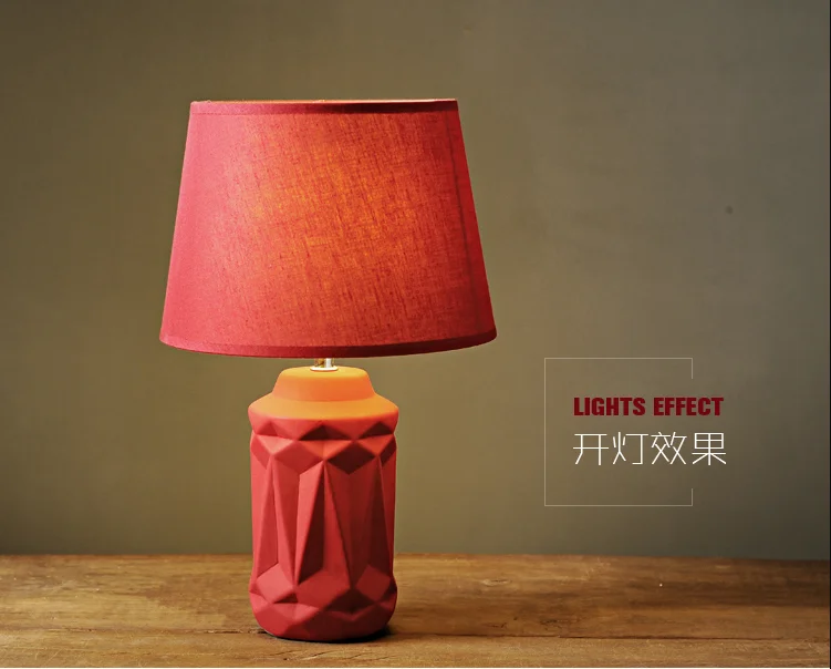 Bedroom Creative Simple Modern Ceramic Red Warm Dimmable LED Table Night Lamp