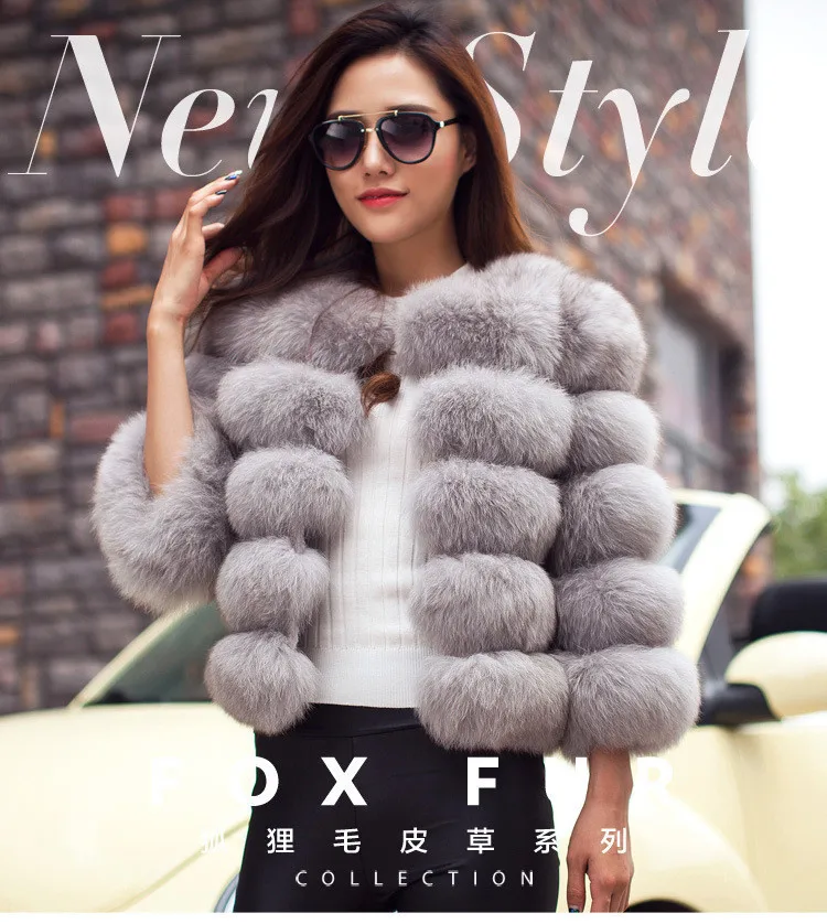 2019 Hot Sale New Arrived Artificial Fur Fake Fox Winter Warm Coat Short Style
