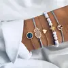 5 Pcs/set Bohemian Pineapple Turtle Heart Earth Bracelet Sets for Women Weave Rope Chain Bracelets