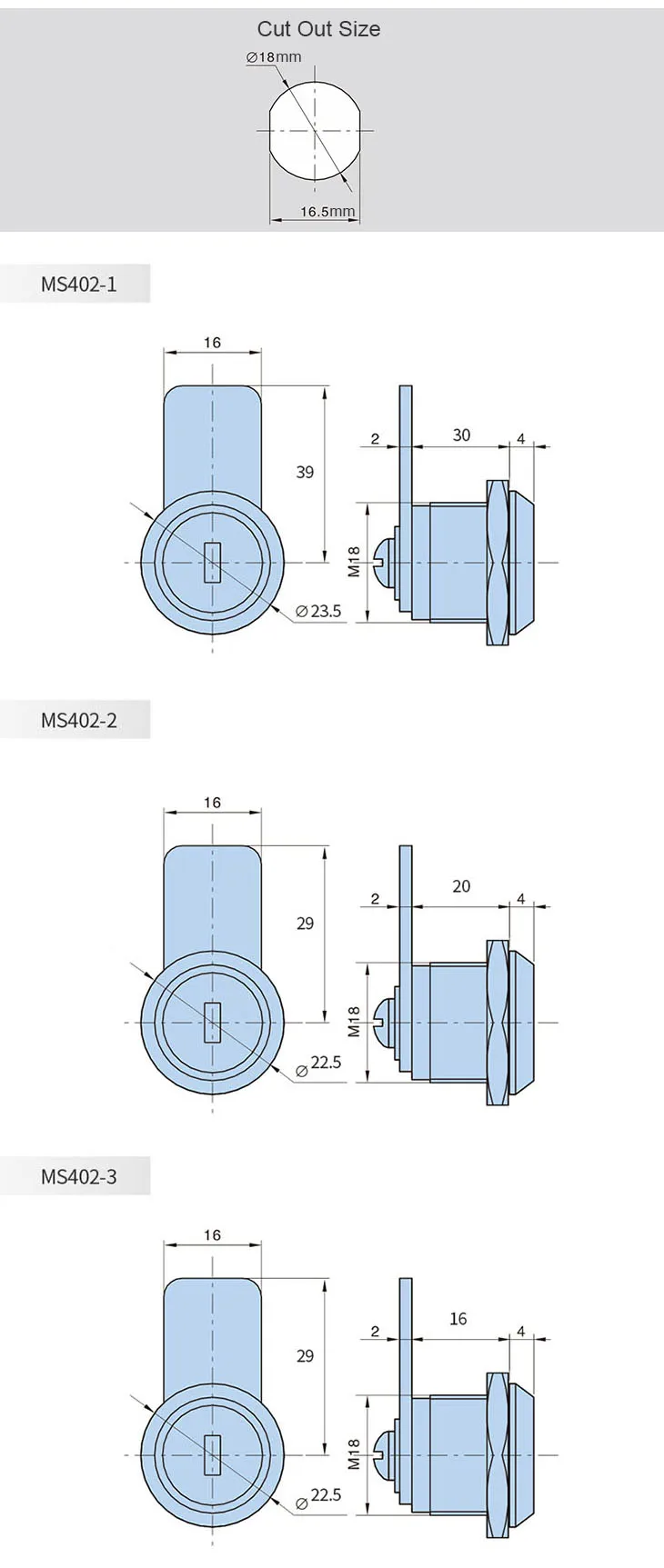 Hengzhu Manufacturer MS402 ToolBox Lock Steel Cabinet Door Lock Cabinet Accessory Safety Quarter Turn Cam Lock