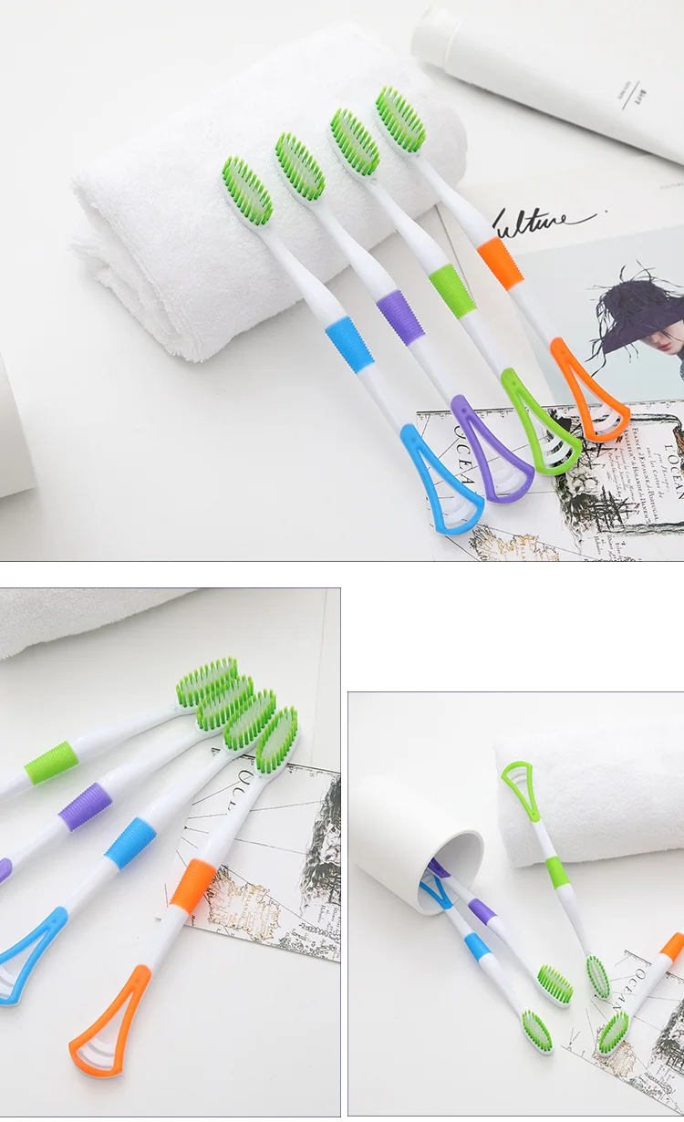 Green Tea Soft Bristle Toothbrush Multifunction Toothbrush With Tongue
