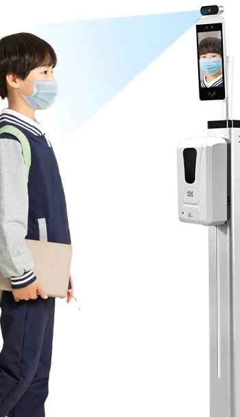 Factory Automatic Hand Liquid Soap Dispenser Gel Hand Sanitizer Dispenser Stand with Face Recognition Thermometer