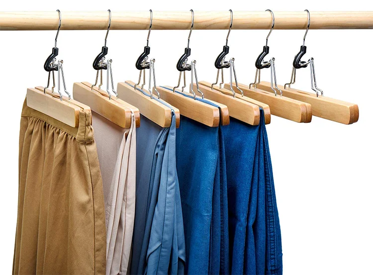 Extra Strong Wooden Trouser  Skirt Clip Clamp Grip Hanger