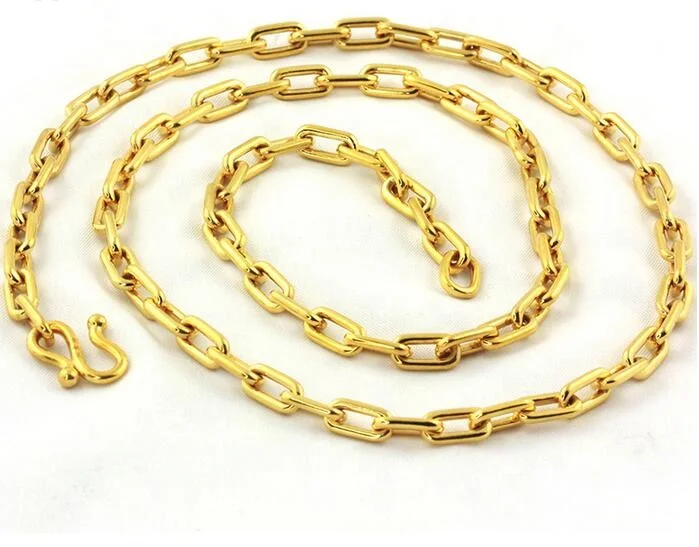 Luxury Real 18k Gold Link Chain Necklace Jewelry Men Women Ladies Male