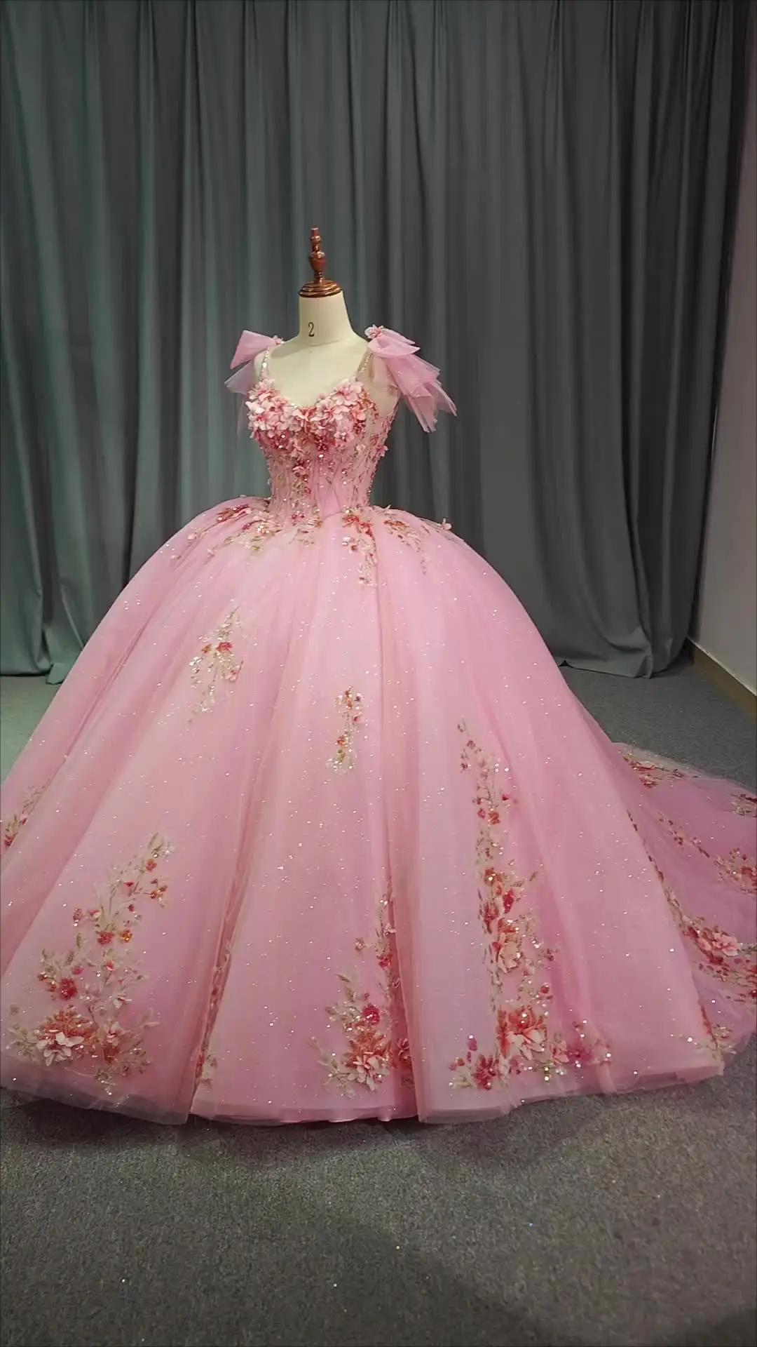 Pink Shiny Suspenders Ball Gown Quinceanera Dresses Off Shoulder Floral Lace Sweet 16 Dress Dy 1255 Pink Shiny Suspenders Ball Gown Quinceanera Dresses Off Shoulder Floral Lace Sweet 16 Dress Dy 1255