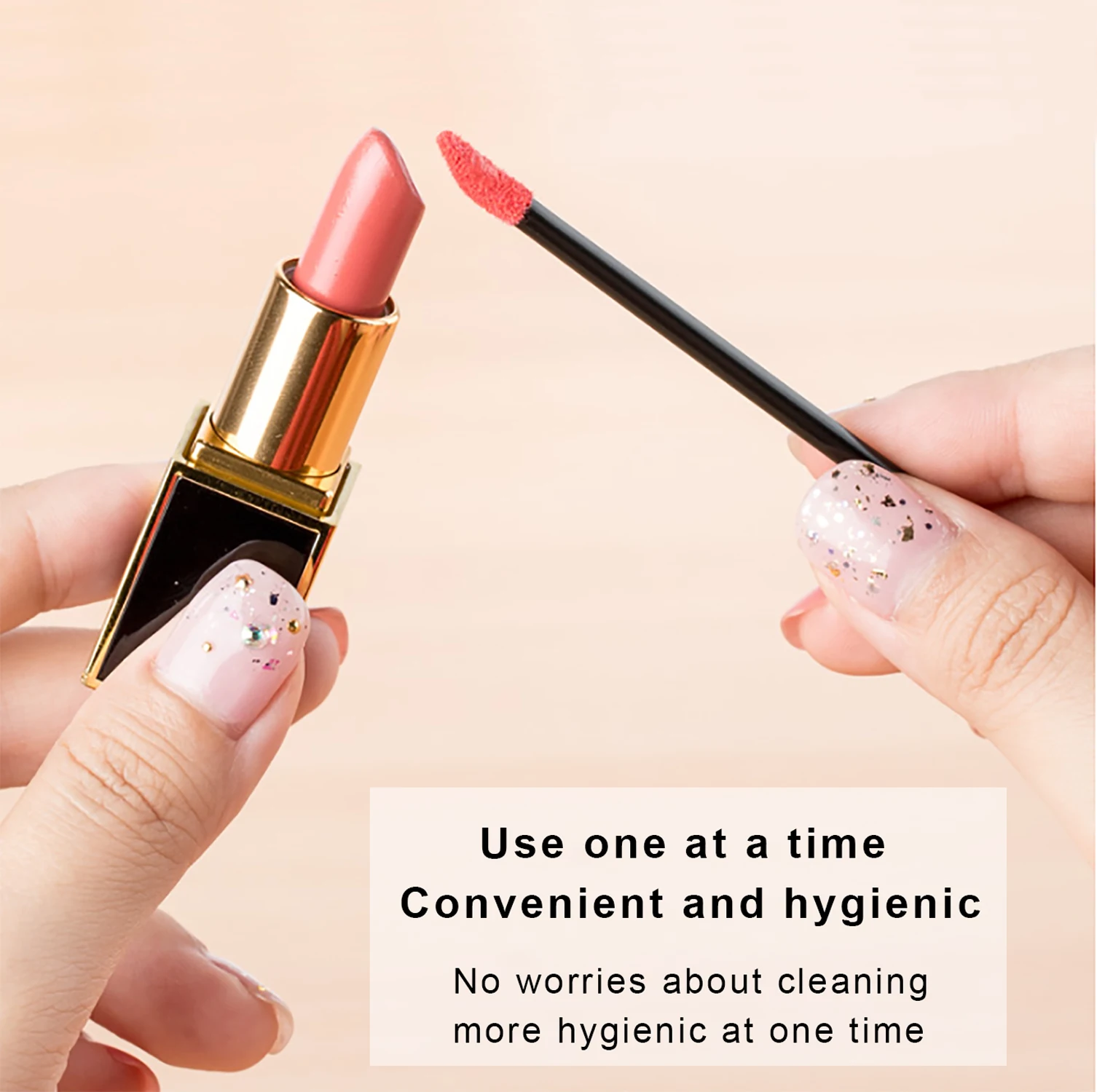 Bsmall Makeup Applicator Lipstick Gloss Brush 50pcs/set Disposable Lip