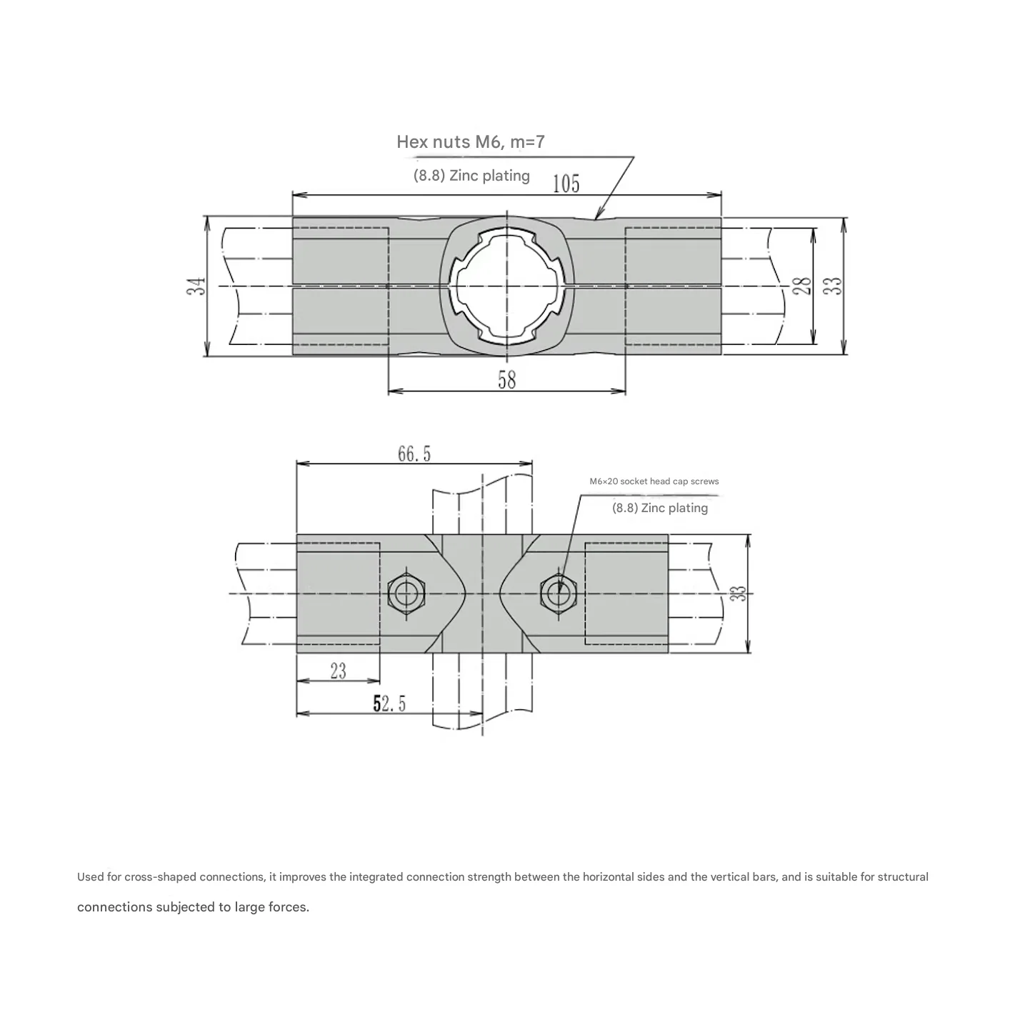 product 28mm third generation lean pipe connector aluminum alloy lean pipe connector profile round two way fitting-12