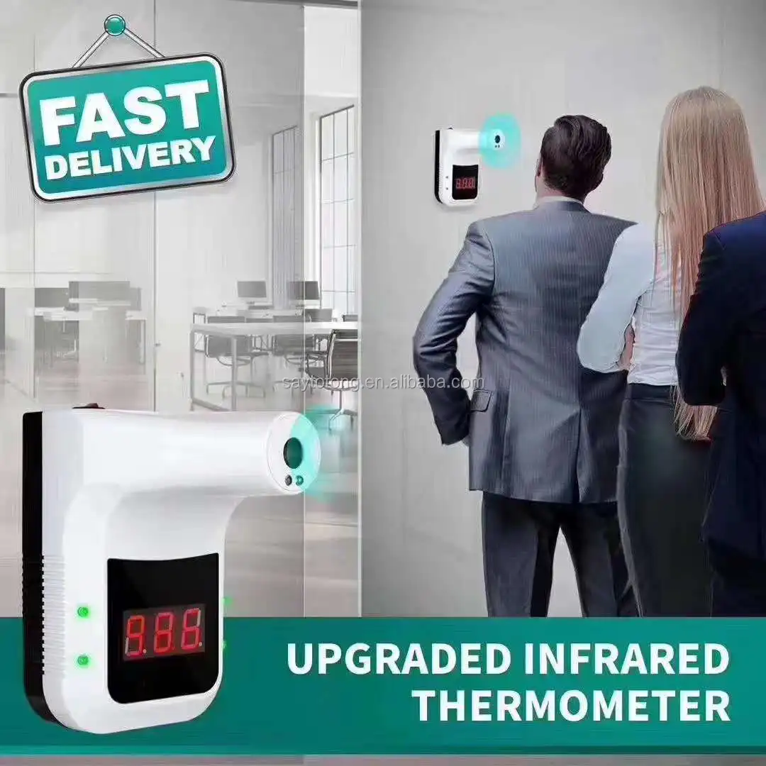 High quality automatic large LCD display hands free wall mounted thermometer