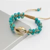 LS-D1206 Holiday Gift Cowrie Shell Charm handmade Macrame Bracelet Impression Jasper Beads Bracelet Sea Sediment Beads Bracelet