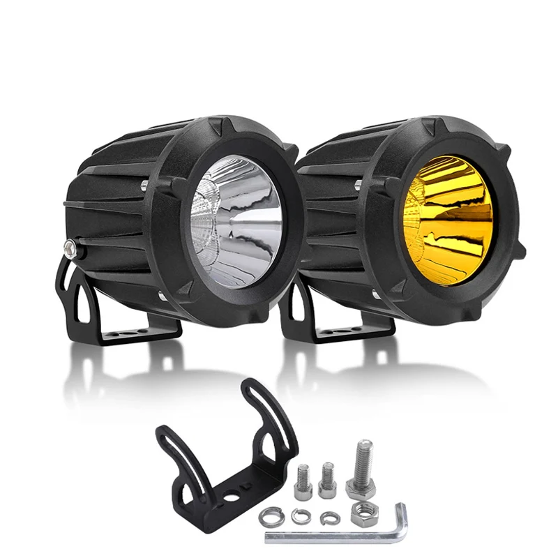 2020 New desgn dual color white and yellow light 3.5 inch mini led auxiliary fog light for motorcycle