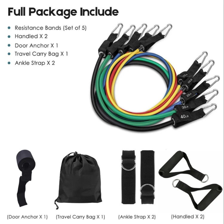 11pcs Fitness Kit Exercise Tubing Handles Training Latex Loop Resistance Tubes Set Buy