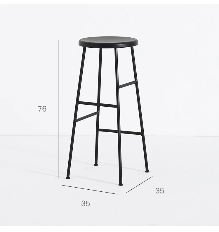 Nordic Bar Stool Modern Design Ash Wood Top Metal Bar Stool Counter