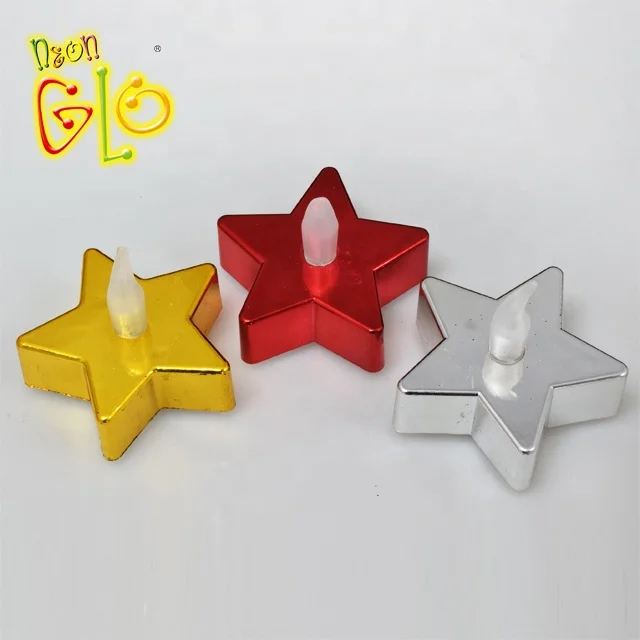 Electronic Battery Powered Flameless Flickering Led Star Tealight Candles