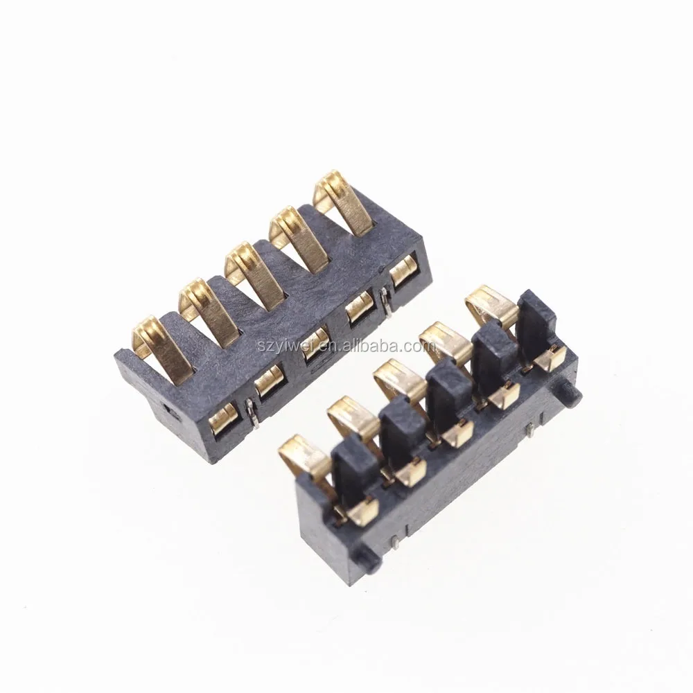 Spring Compression Contact 2.5 Mm Pitch 5 Pin Male Smd Surface Mount Battery Connectors Reflow