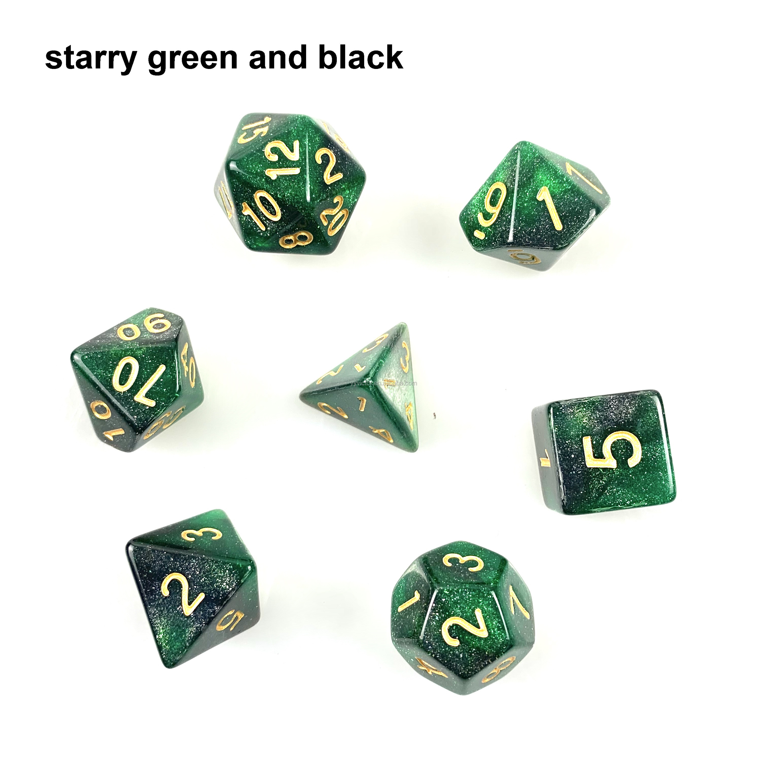 Dnd New Colors Starry Double Colors Custom Plastic Acrylic Dices 7pcs Per Set Cubes Polyhedral