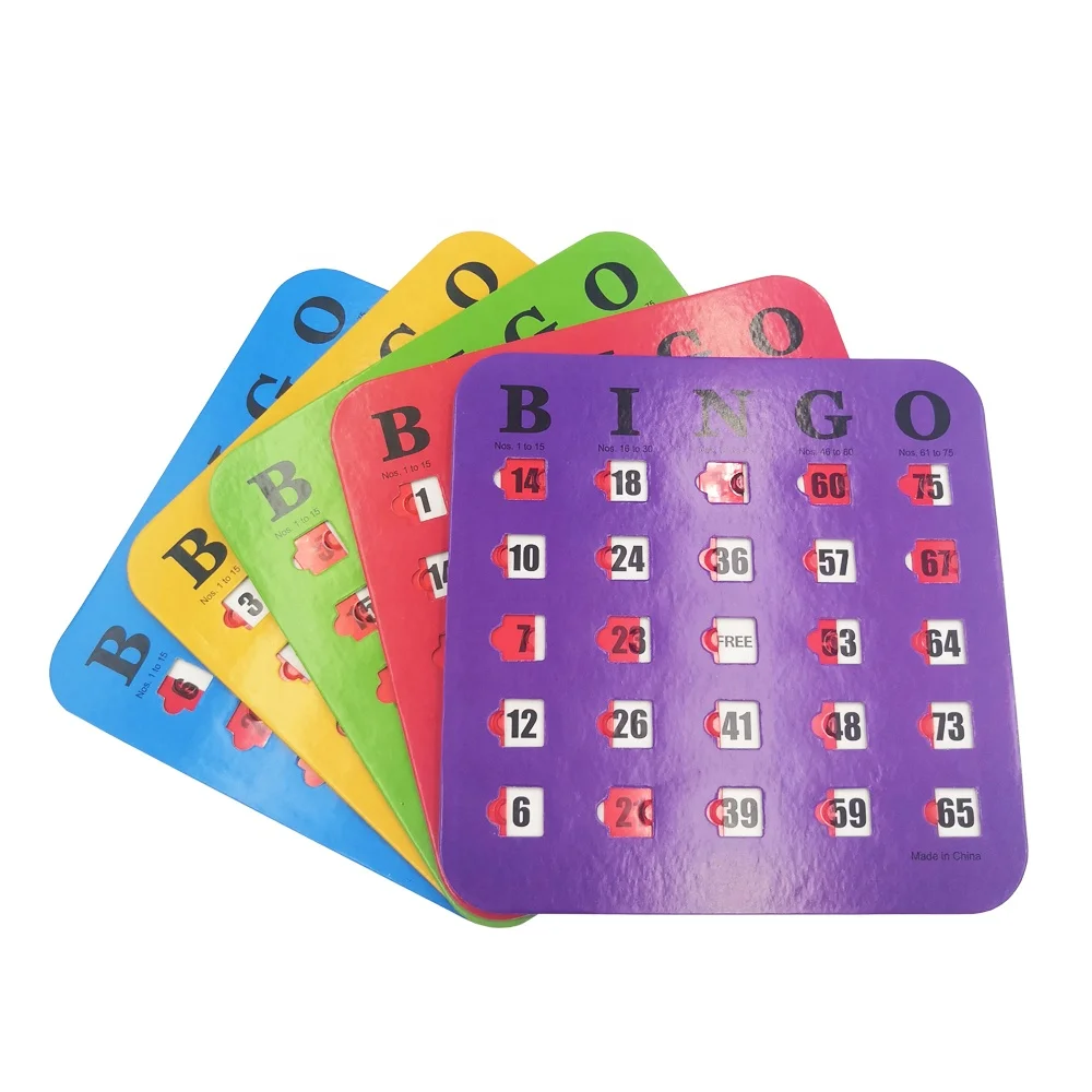 Easy Read Colorful Bingo Heavy Duty Jumbo Shutter Slide Bingo Cards