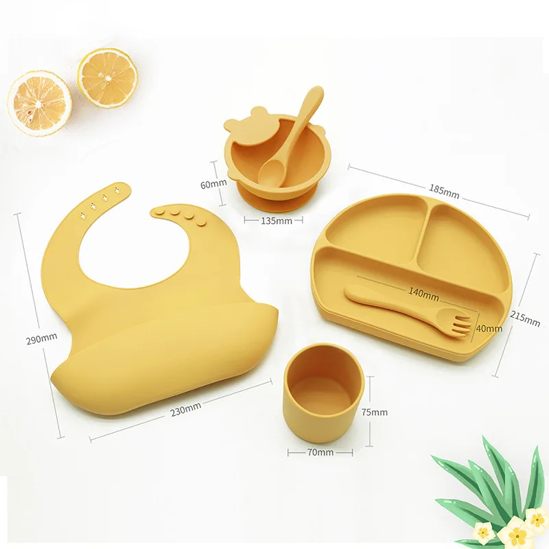 baby smock bib new bpa free baby silicone tab silicone bib Children's silicone bowl divided tableware baby drool bibs manufacture