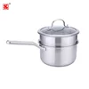 Cooking steam pot 2 tiers Stainless Steel 304 Milk Pot with Steamer Chef's Classic Saucepan