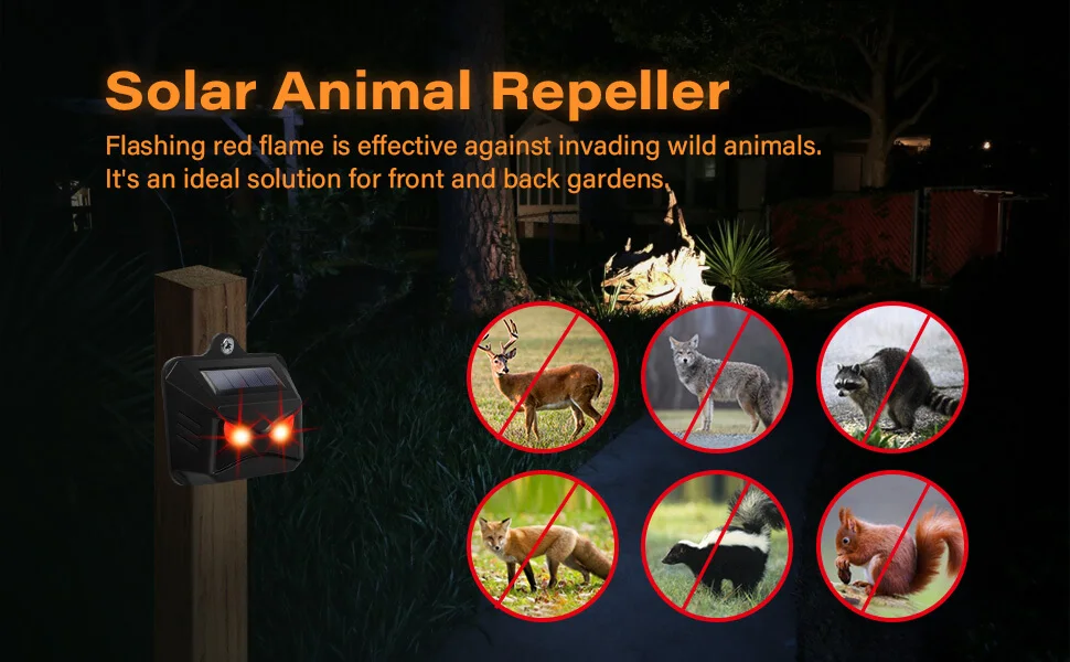 Boar Repellent Weatherproof Outdoor Solar Animal Repeller Led Light