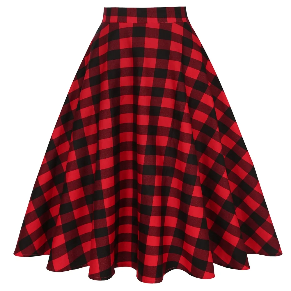 long plaid skirt high waist women Alibaba
