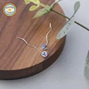 YWSY105 RDT Korean Japanese Girl Women Blue Oil Drip Solar Planet Moon S925 Sterling Silver Thread Wire Earrings Jewelry