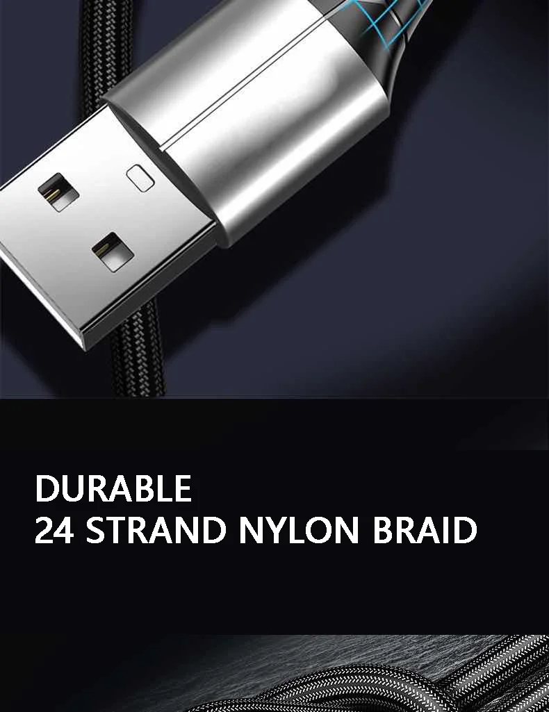 Hot selling zinc alloy nylon braided fast charging cable nylon data cable for Android Phone - ANKUX.COM