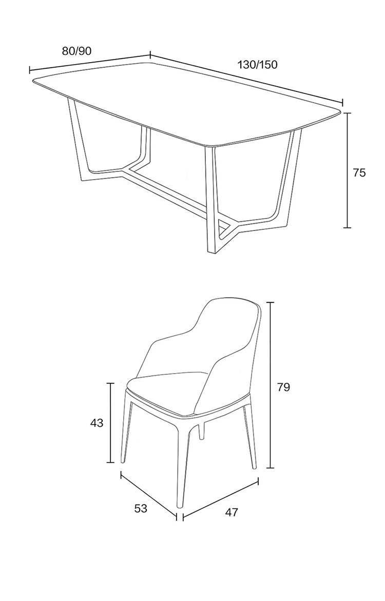 Nordic Marble Dining Table Modern Simple Small Flat Rectangular Solid