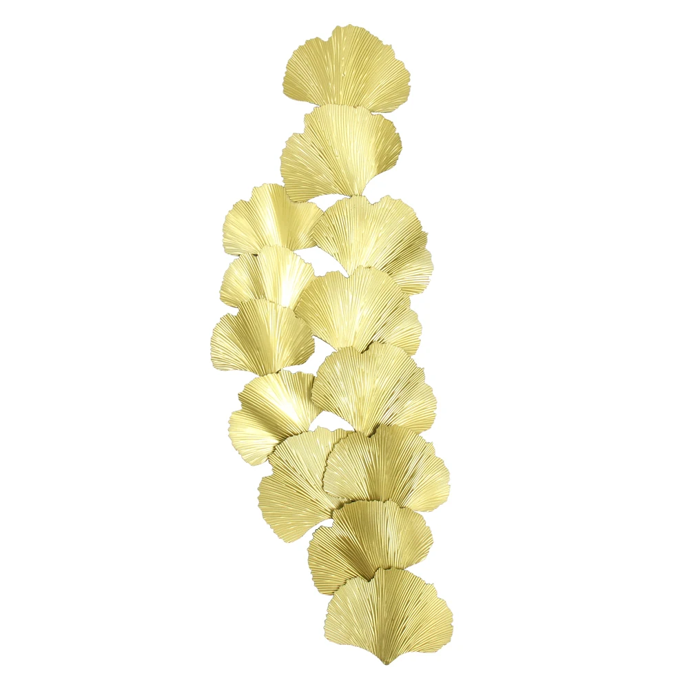 HYKING Hot Sale Metal Gold Ginkgo Leaves Wall Decor Living Room Home Decoration