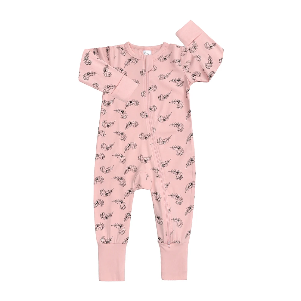 Baby Girls' Rompers Double Zipper Sleepsuit Organic Cotton Pajamas