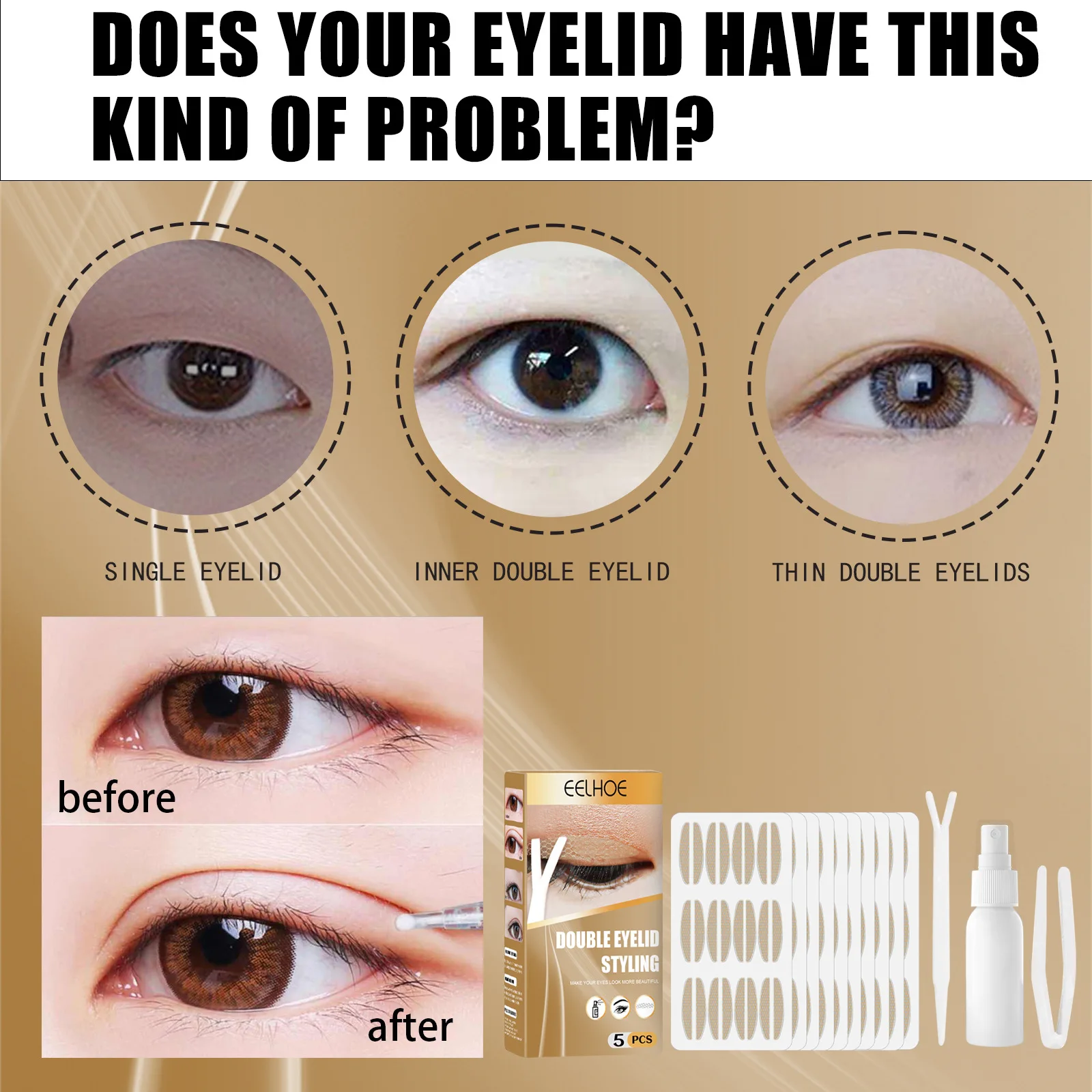 Eelhoe 120pcs Invisible Eyelid Sticker Transparent Self Adhesive Double