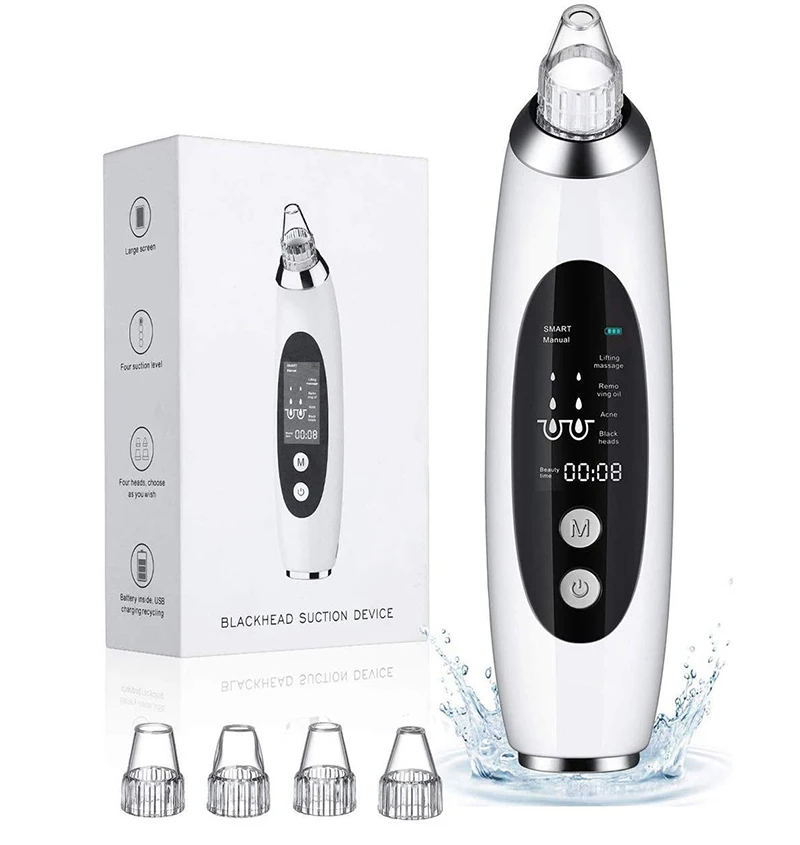
Large LCD DisplaUSB Rechargeable Electric Acne Comedo Extractor Pore Vacuum Blackhead Remover with 4 Adjustable Suction Modes 
