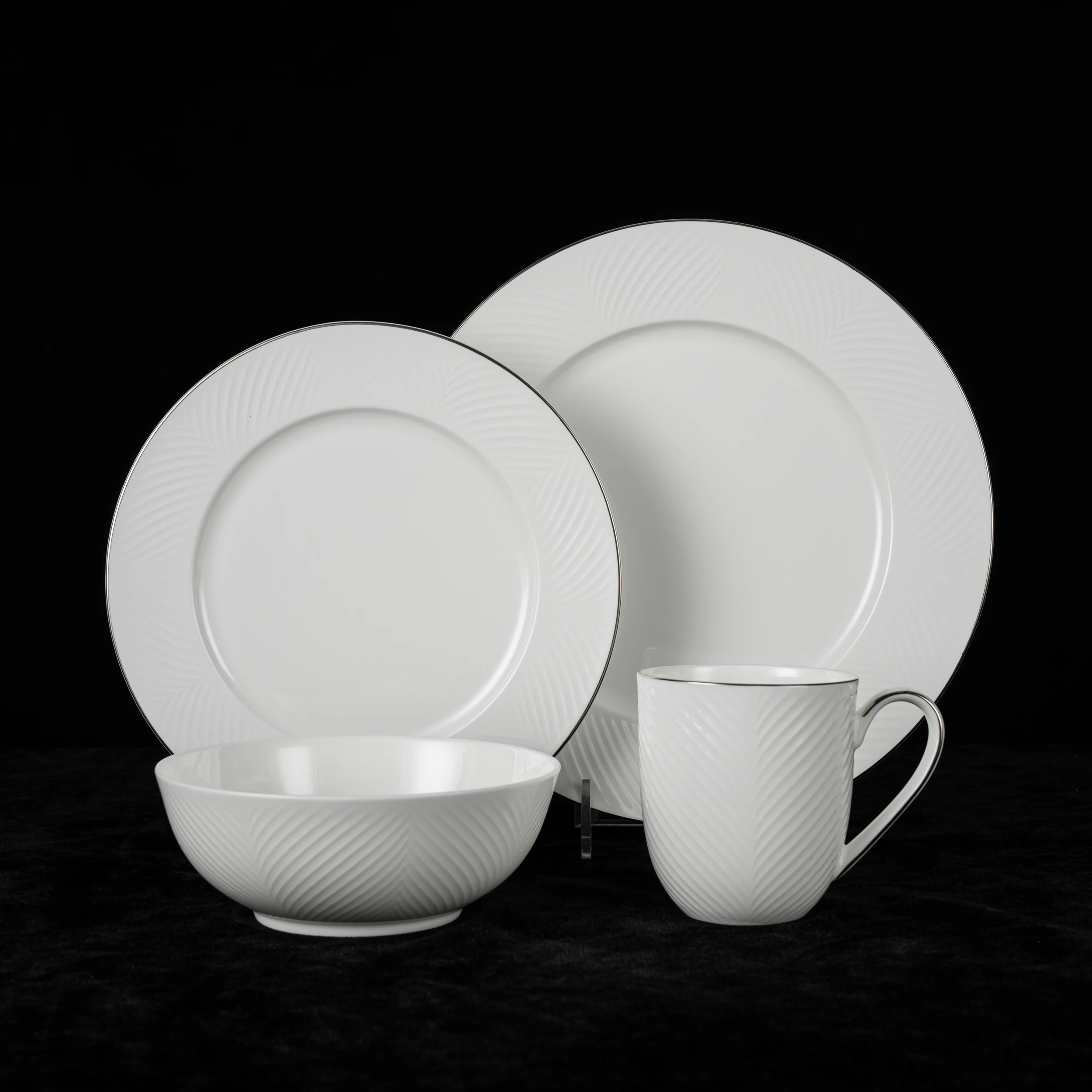 Pito Modern White Ceramic Dinnerware Plates Set Bone China Restaurant