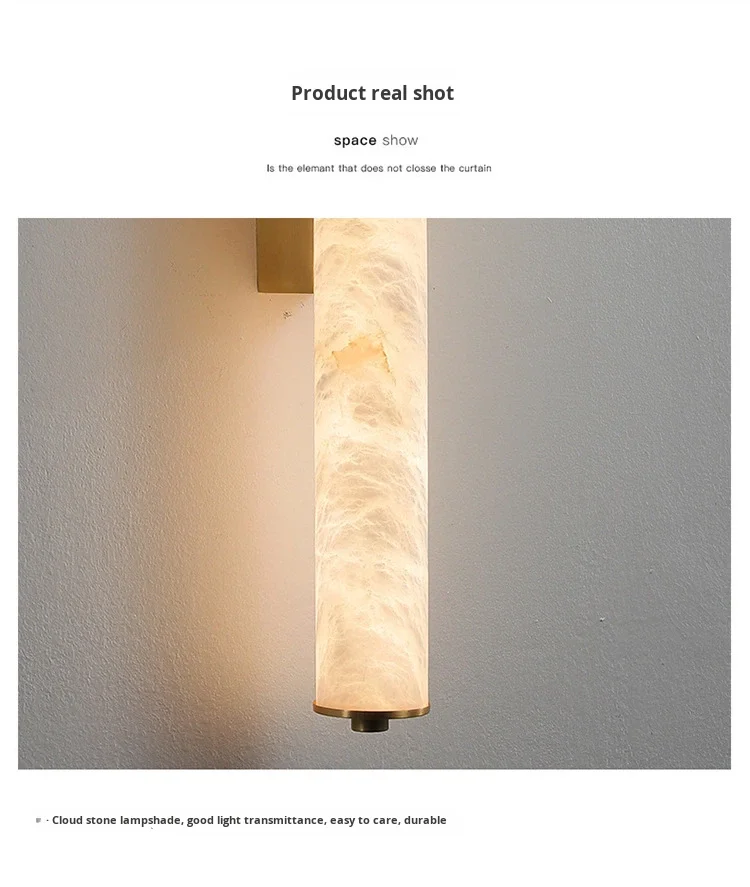 product cross border popular light luxury all copper marble led wall lamp new chinese mid century style natural marble wall mounted-12