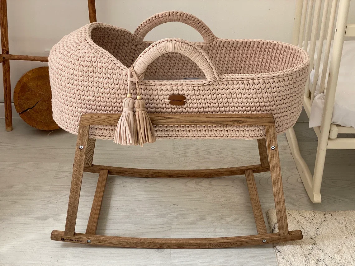 Cotton Rope Baby Changing Basket Moses Basket Baby Diaper Changing Basket Baby Bed With Pad