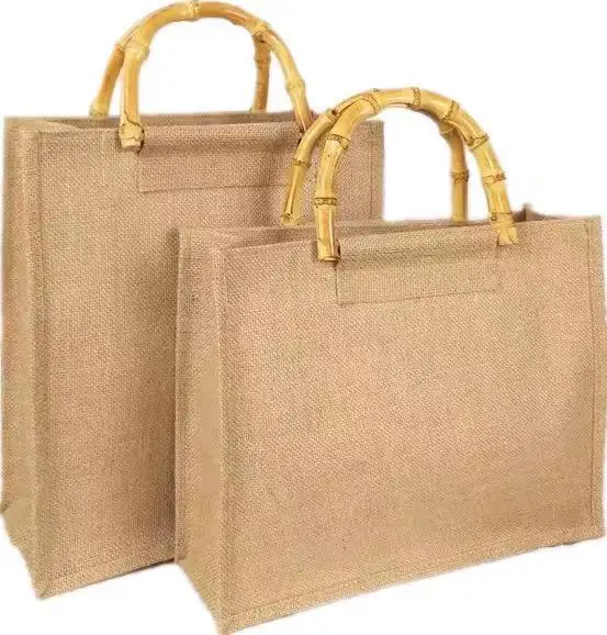 Sac Provision écologique Lot De 8 Sacs Réutilisables 32x22x13 Cm | Pour Shopping, Cadeaux, DIY, Mariage - Beige Toile De Jute