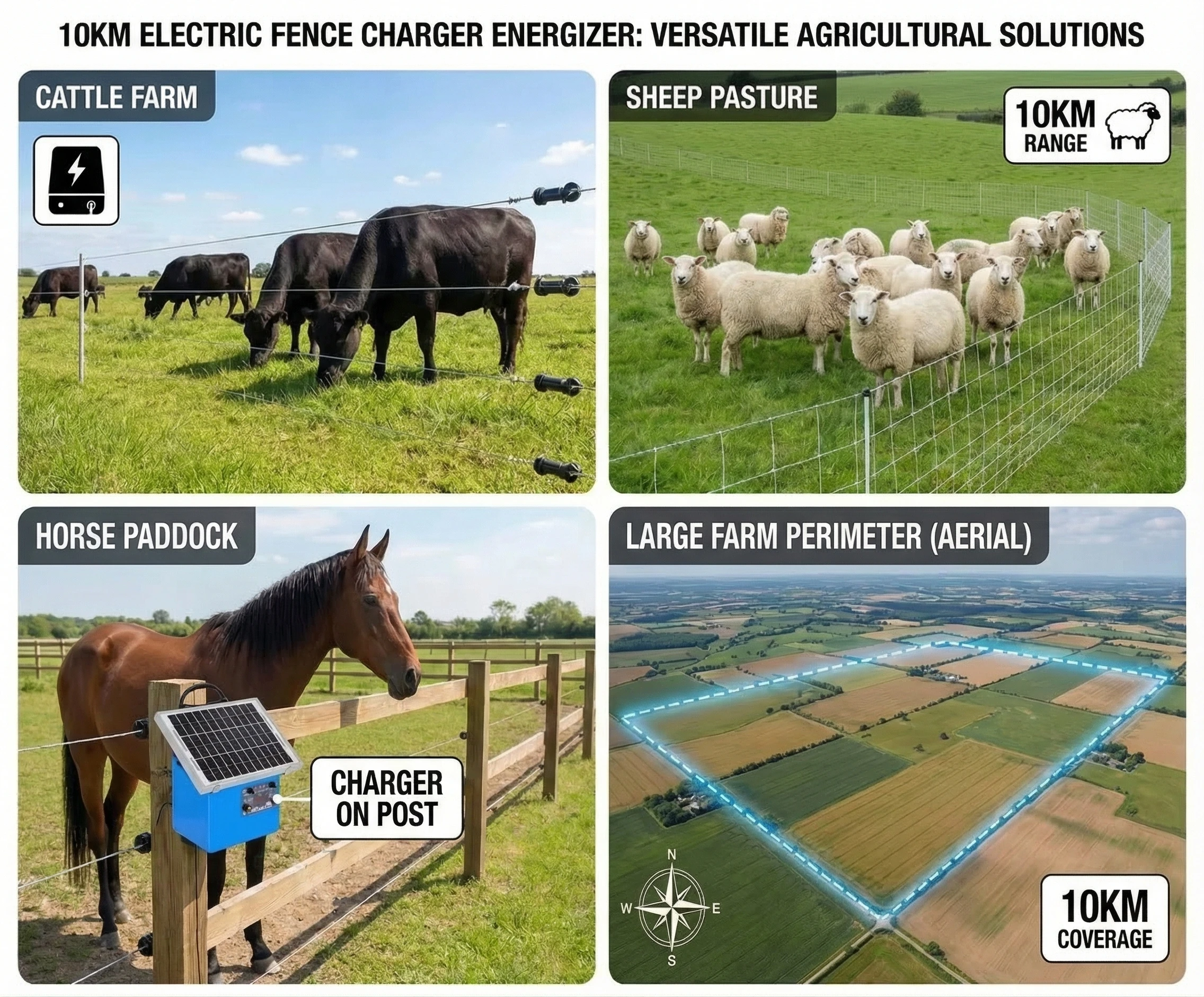 10KM Electric Fence Charger — Versatile Agricultural Solutions