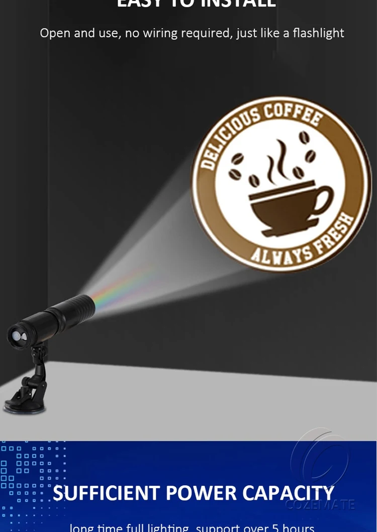 Portable Mini Gobo Projector Logo Waterproof Rechargeable Wireless Logo